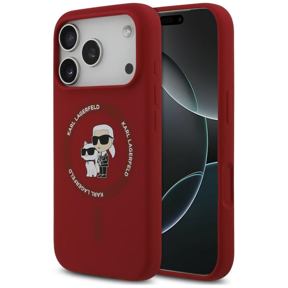 MagSafe maska za Apple iPhone 18 Pro / 17 Pro, Karl Lagerfeld, Silicone Ring Karl & Choupette, roze