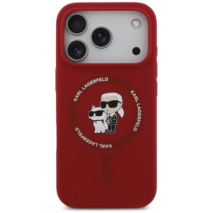 MagSafe maska za Apple iPhone 18 Pro / 17 Pro, Karl Lagerfeld, Silicone Ring Karl & Choupette, roze