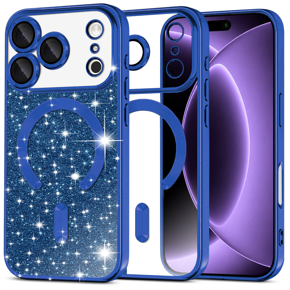 MagSafe futrola za Apple iPhone 18 Pro / 17 Pro, Techsuit, Luxury Glitter, Tamno Plava