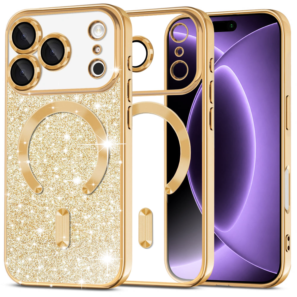 MagSafe futrola za Apple iPhone 18 Pro / 17 Pro, Techsuit, Luxury Glitter, Zlatna