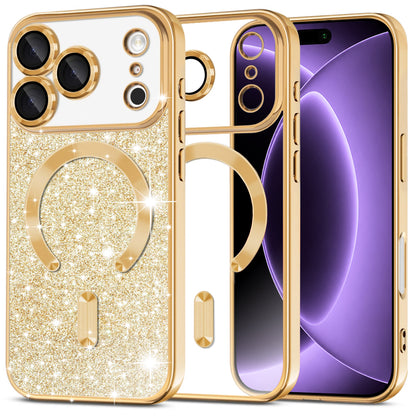 MagSafe futrola za Apple iPhone 18 Pro / 17 Pro, Techsuit, Luxury Glitter, Zlatna