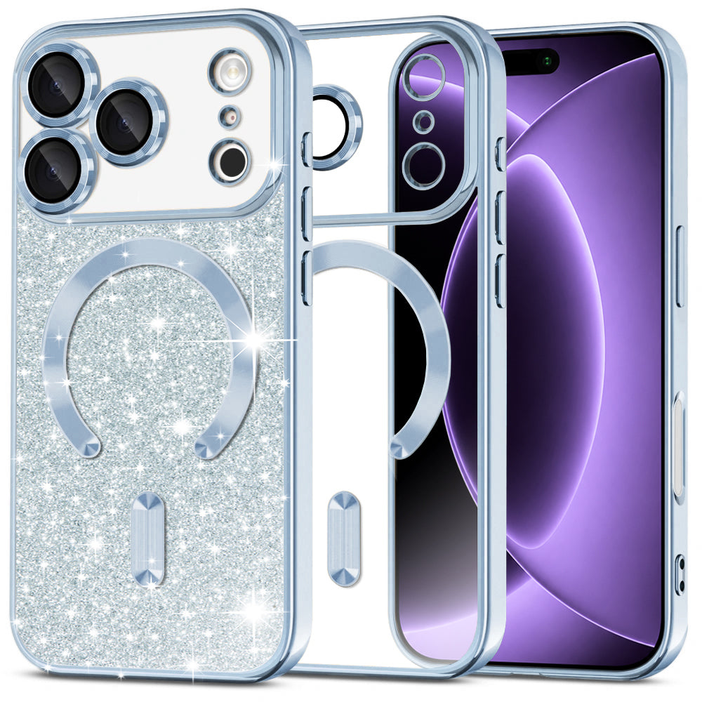 MagSafe futrola za Apple iPhone 18 Pro / 17 Pro, Techsuit, Luxury Glitter, Plava