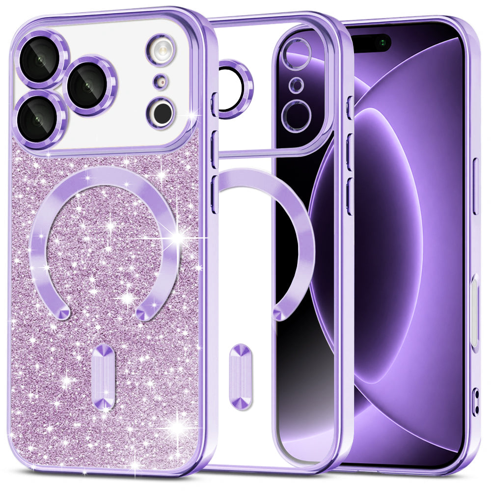 MagSafe futrola za Apple iPhone 18 Pro / 17 Pro, Techsuit, Luxury Glitter, Svetlo Ljubičasta