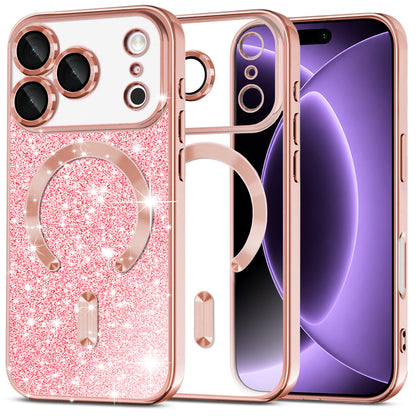 MagSafe futrola za Apple iPhone 18 Pro / 17 Pro, Techsuit, Luxury Glitter, Roze Zlatna