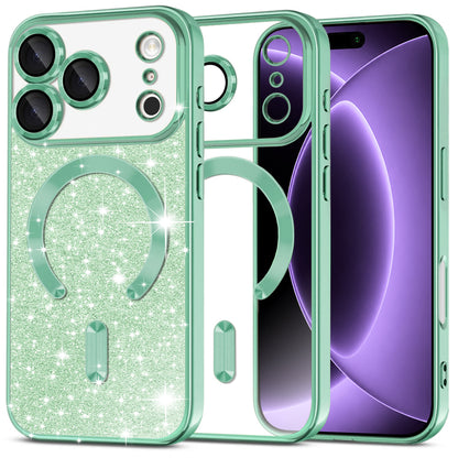 MagSafe futrola za Apple iPhone 18 Pro / 17 Pro, Techsuit, Luxury Glitter, Svetlo Zelena