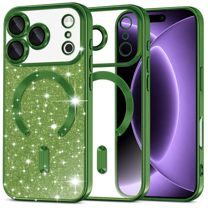 MagSafe futrola za Apple iPhone 18 Pro / 17 Pro, Techsuit, Luxury Glitter, Tamno Zelena