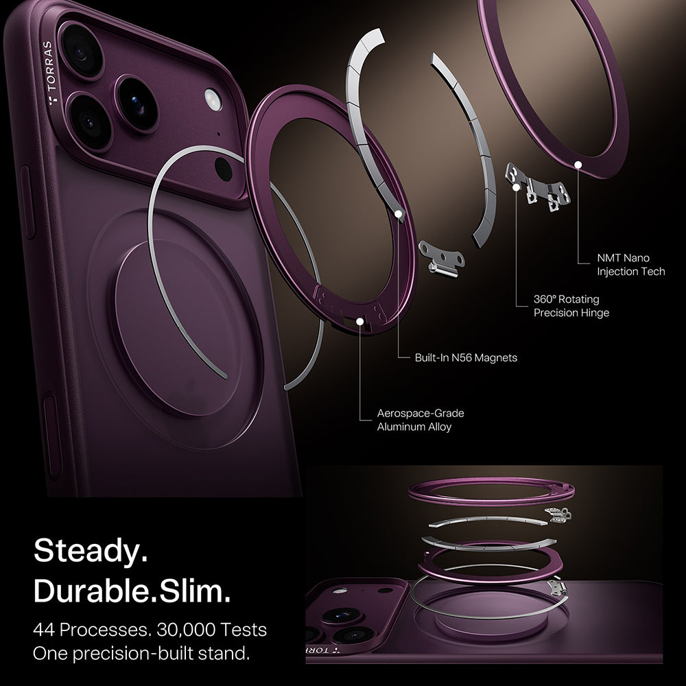 MagSafe futrola za Apple iPhone 18 Pro / 17 Pro, Torras, Ostand O1 Guardian, Ljubičasta