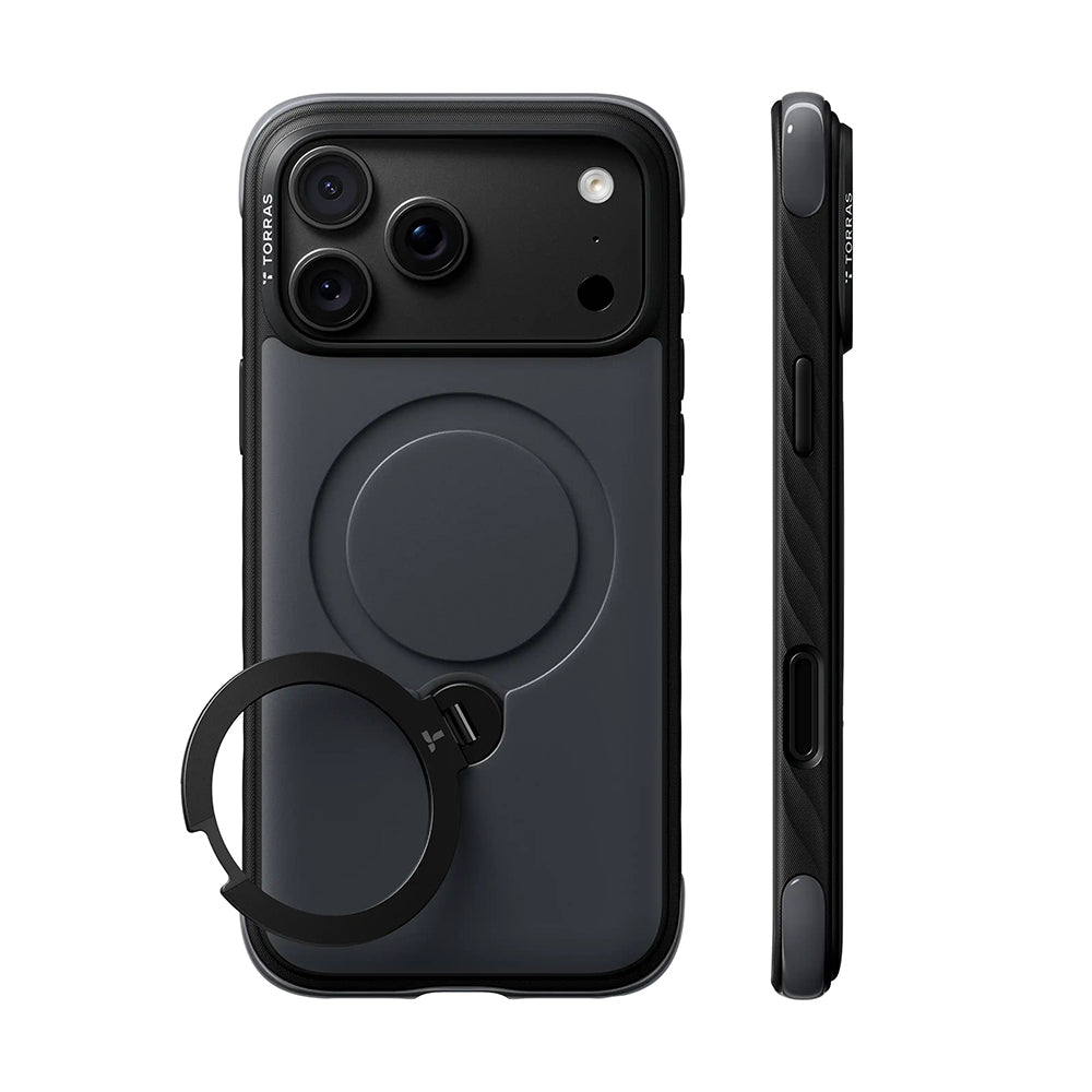 MagSafe futrola za Apple iPhone 18 Pro / 17 Pro, Torras, Ostand Q3 Rugged, Crna