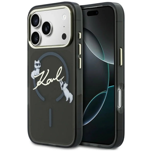 MagSafe futrola za Apple iPhone 18 Pro, Karl Lagerfeld, IML Choupette Karl Script Logo, Crna