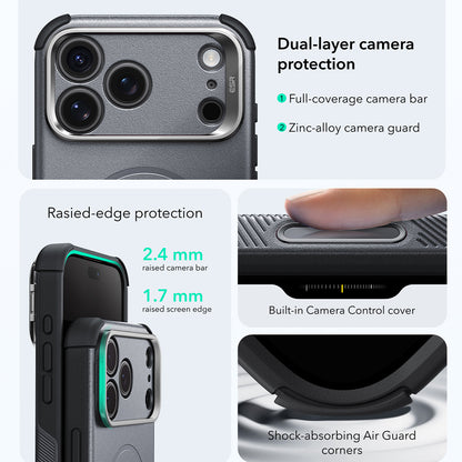 MagSafe futrola za Apple iPhone 18 Pro Max / 17 Pro Max, ESR, Cyber Armor Kickstand, Siva