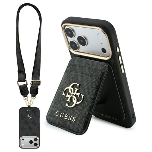 MagSafe maska za Apple iPhone 18 Pro Max / 17 Pro Max, Guess, 4G Cardslot & Big Strap, crna
