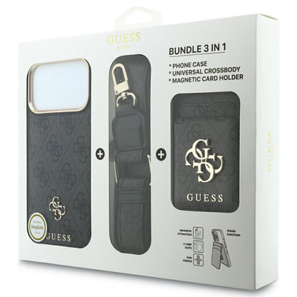 MagSafe maska za Apple iPhone 18 Pro Max / 17 Pro Max, Guess, 4G Cardslot & Big Strap, crna