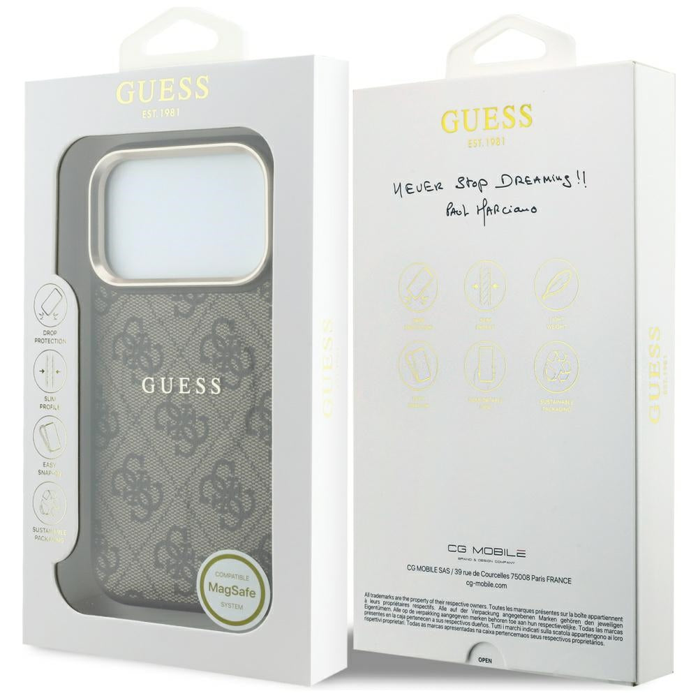 MagSafe futrola za Apple iPhone 18 Pro Max / 17 Pro Max, Guess, 4G Embossed Classic, Braon