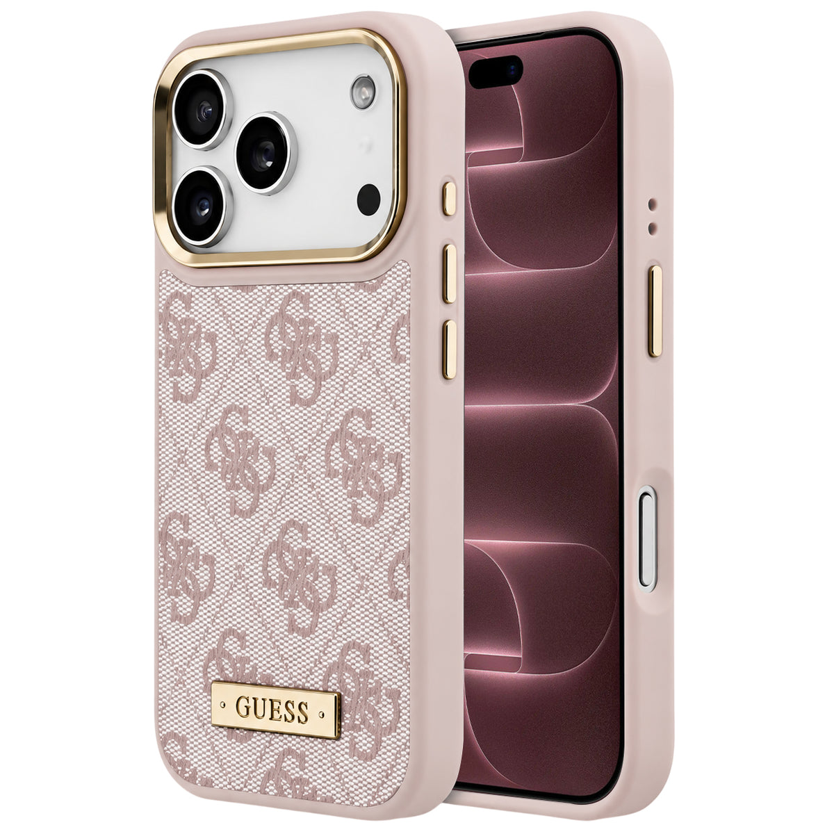 MagSafe maska za Apple iPhone 18 Pro Max / 17 Pro Max, Guess, 4G Logo Plate, roze