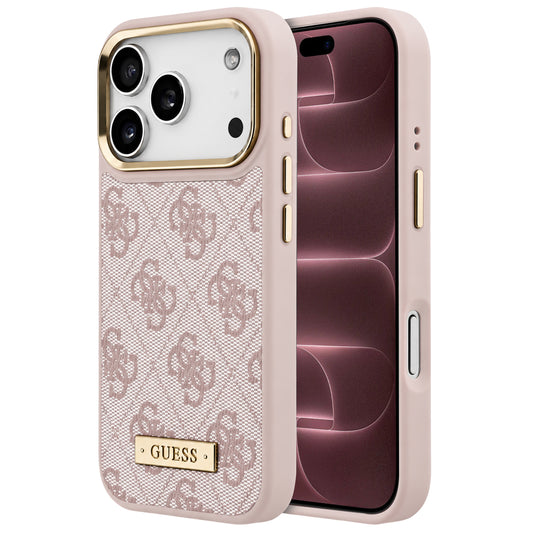 MagSafe maska za Apple iPhone 18 Pro Max / 17 Pro Max, Guess, 4G Logo Plate, roze