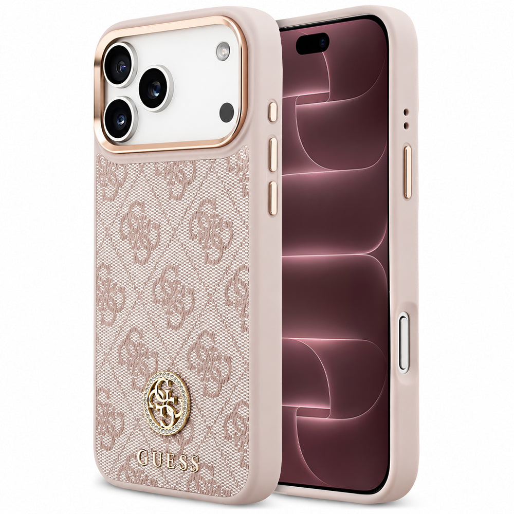 MagSafe maska za Apple iPhone 18 Pro Max / 17 Pro Max, Guess, 4G Strass Logo, roze