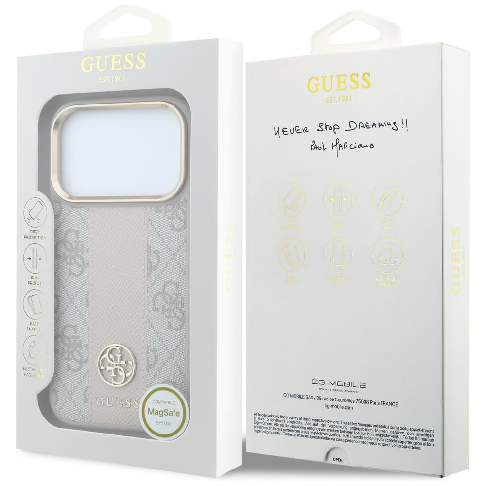 MagSafe futrola za Apple iPhone 18 Pro Max / 17 Pro Max, Guess, 4G Stripe Round Classic Logo, Roze