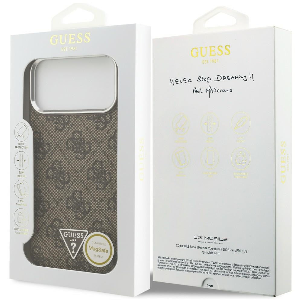MagSafe futrola za Apple iPhone 18 Pro Max / 17 Pro Max, Guess, 4G Triangle Logo, Smeđa Srebrna