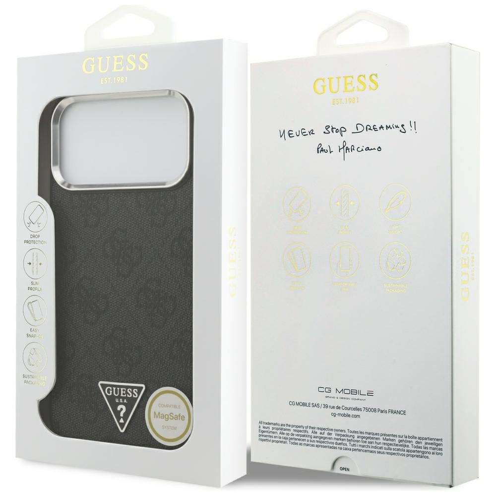 MagSafe futrola za Apple iPhone 18 Pro Max / 17 Pro Max, Guess, 4G Triangle Logo, Crna
