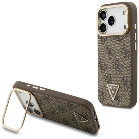 MagSafe maska za Apple iPhone 18 Pro Max / 17 Pro Max, Guess, 4G Triangle Logo & Stand Camera, braon