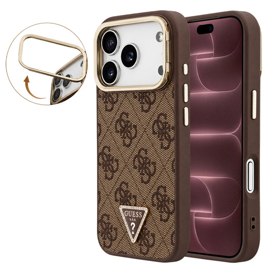 MagSafe maska za Apple iPhone 18 Pro Max / 17 Pro Max, Guess, 4G Triangle Logo & Stand Camera, braon