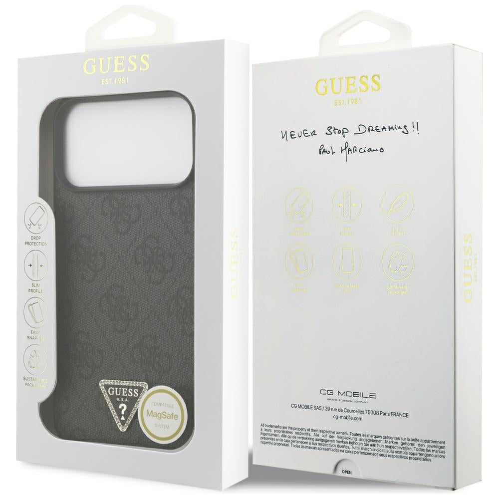 MagSafe futrola za Apple iPhone 18 Pro Max / 17 Pro Max, Guess, 4G Triangle Strass, Crna
