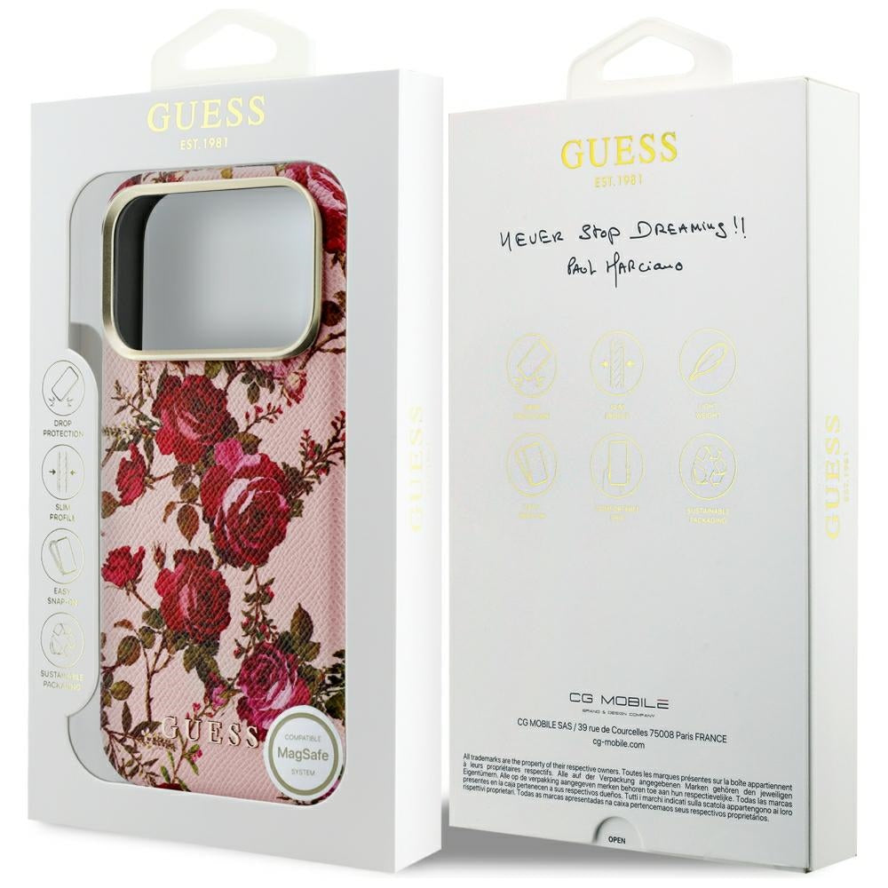 MagSafe maska za Apple iPhone 18 Pro Max / 17 Pro Max, Guess, Blossom Roses Print, roze