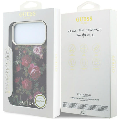 MagSafe maska za Apple iPhone 18 Pro Max / 17 Pro Max, Guess, Blossom Roses Print, bordo