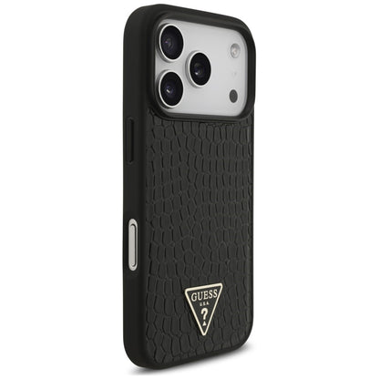 MagSafe maska za Apple iPhone 18 Pro Max / 17 Pro Max, Guess, Croco Triangle Logo, crna
