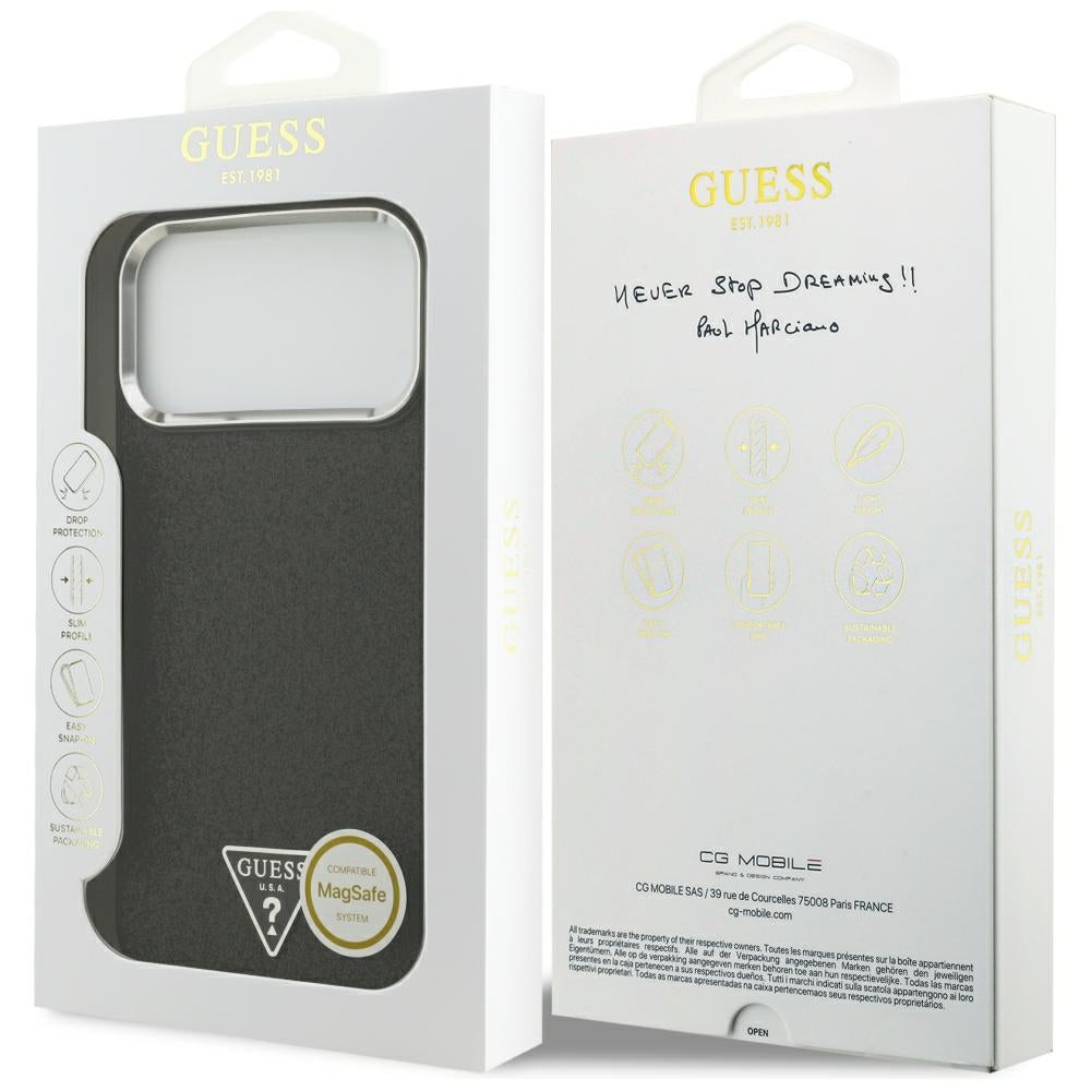 MagSafe futrola za Apple iPhone 18 Pro Max / 17 Pro Max, Guess, Glitter Triangle Logo, Crna