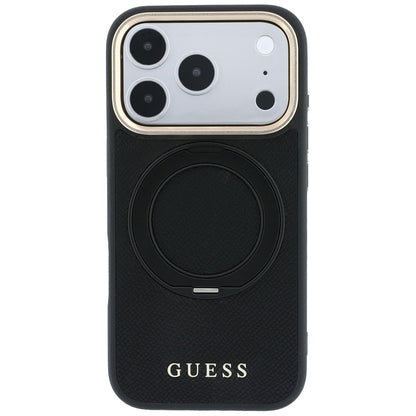 MagSafe maska za Apple iPhone 18 Pro Max / 17 Pro Max, Guess, Grained Ring Stand 360 Classic, crna