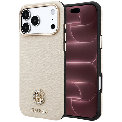 MagSafe futrola za Apple iPhone 18 Pro Max / 17 Pro Max, Guess, Grained Round Strass Logo, Bež