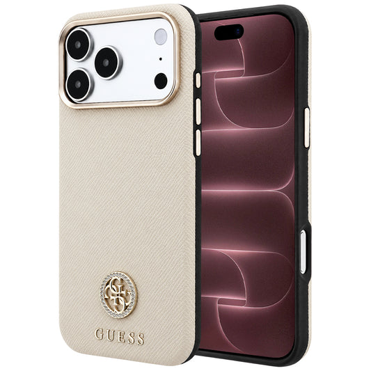 MagSafe futrola za Apple iPhone 18 Pro Max / 17 Pro Max, Guess, Grained Round Strass Logo, Bež