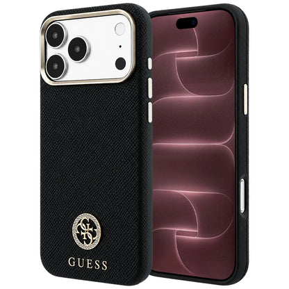MagSafe futrola za Apple iPhone 18 Pro Max / 17 Pro Max, Guess, Grained Round Strass Logo, Crna