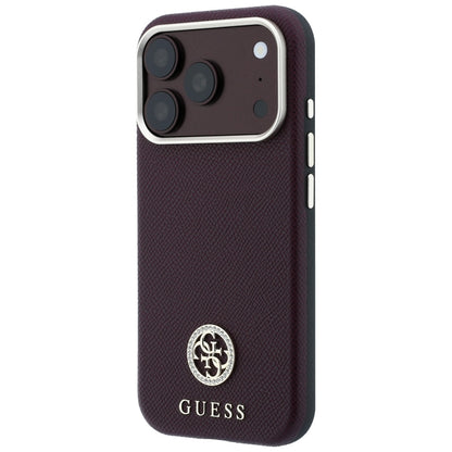 MagSafe futrola za Apple iPhone 18 Pro Max / 17 Pro Max, Guess, Grained Round Strass Logo, Bordo