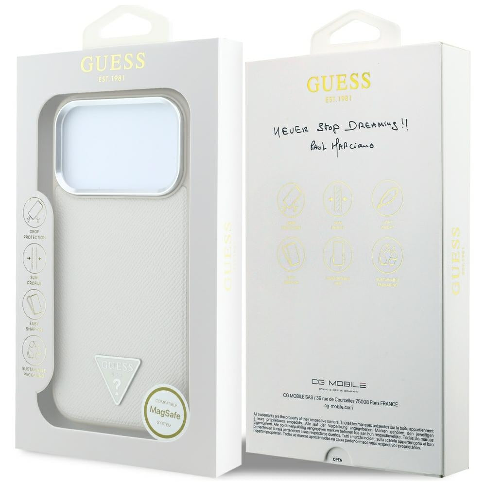 MagSafe futrola za Apple iPhone 18 Pro Max / 17 Pro Max, Guess, Grained Triangle Logo, Bež