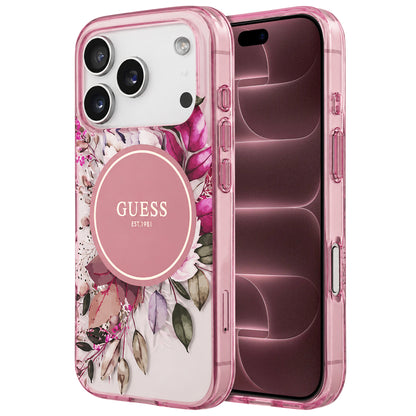 MagSafe maska za Apple iPhone 18 Pro Max / 17 Pro Max, Guess, IML Flower & Tonal Circle, roze