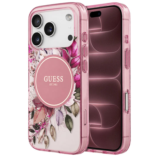 MagSafe maska za Apple iPhone 18 Pro Max / 17 Pro Max, Guess, IML Flower & Tonal Circle, roze