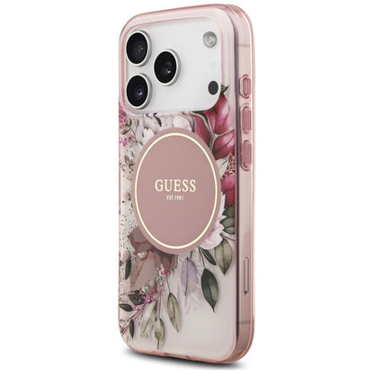 MagSafe maska za Apple iPhone 18 Pro Max / 17 Pro Max, Guess, IML Flower & Tonal Circle, roze