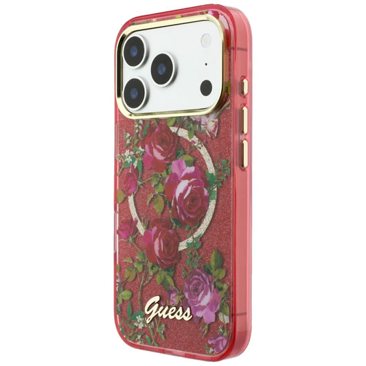 MagSafe futrola za Apple iPhone 18 Pro Max / 17 Pro Max, Guess, IML Glitter Blossom Roses, Bordo