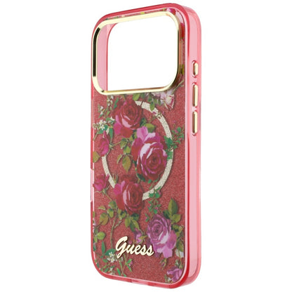 MagSafe futrola za Apple iPhone 18 Pro Max / 17 Pro Max, Guess, IML Glitter Blossom Roses, Bordo