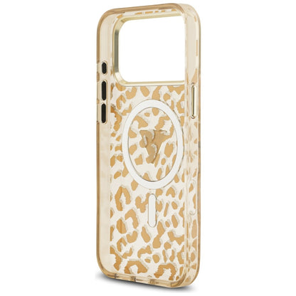 MagSafe futrola za Apple iPhone 18 Pro Max / 17 Pro Max, Guess, Leopard Glitter Triangle Logo, Braon