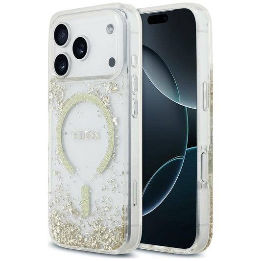 MagSafe futrola za Apple iPhone 18 Pro Max / 17 Pro Max, Guess, Resin Bottom Glitter, Zlatna