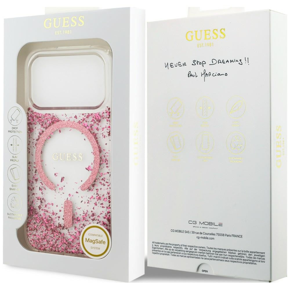 MagSafe futrola za Apple iPhone 18 Pro Max / 17 Pro Max, Guess, Resin Bottom Glitter, Roze