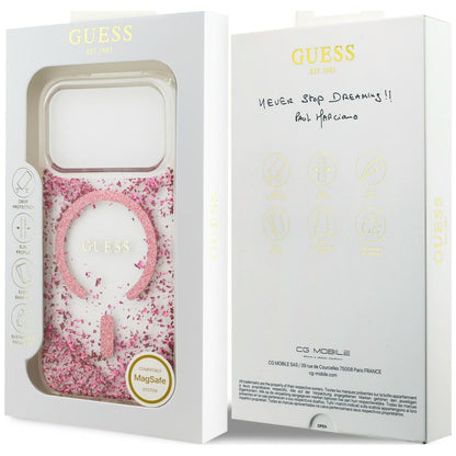 MagSafe futrola za Apple iPhone 18 Pro Max / 17 Pro Max, Guess, Resin Bottom Glitter, Roze