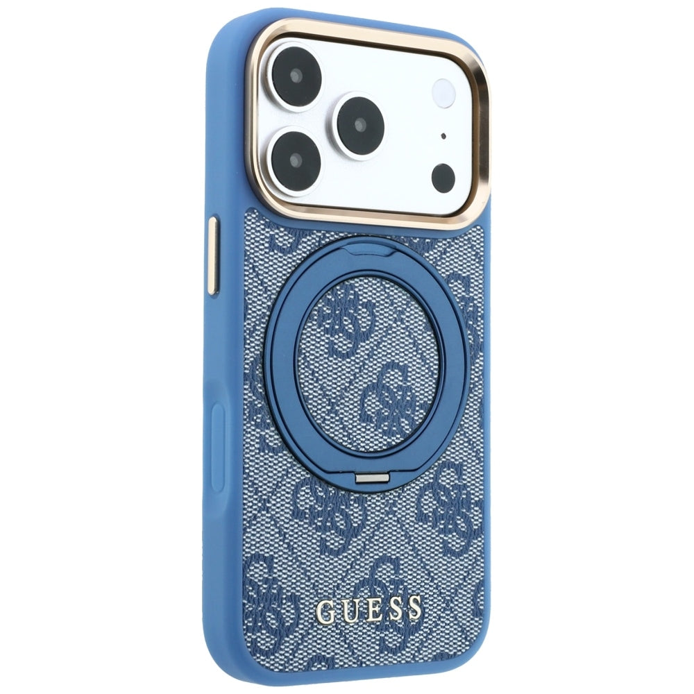 MagSafe futrola za Apple iPhone 18 Pro Max / 17 Pro Max, Guess, Ring Stand 360 4G Classic Logo, Plava