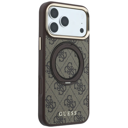 MagSafe futrola za Apple iPhone 18 Pro Max / 17 Pro Max, Guess, Ring Stand 360 4G Classic Logo, Braon