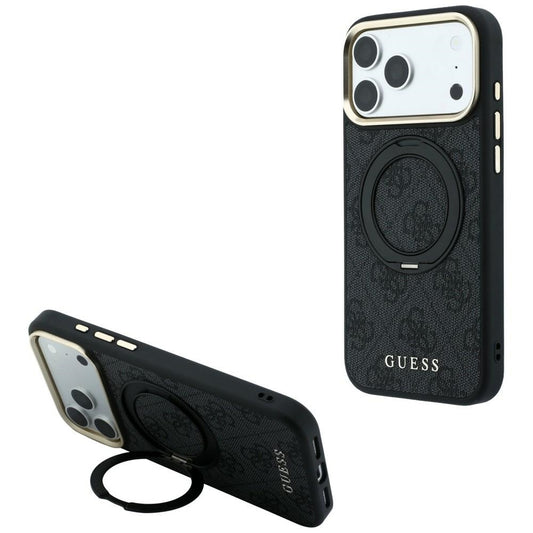 MagSafe futrola za Apple iPhone 18 Pro Max / 17 Pro Max, Guess, Ring Stand Classic Logo, Crna