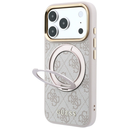 MagSafe futrola za Apple iPhone 18 Pro Max / 17 Pro Max, Guess, Ring Stand Classic Logo, Roze