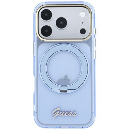 MagSafe futrola za Apple iPhone 18 Pro Max / 17 Pro Max, Guess, Ring Stand Script Metal Logo, Plava